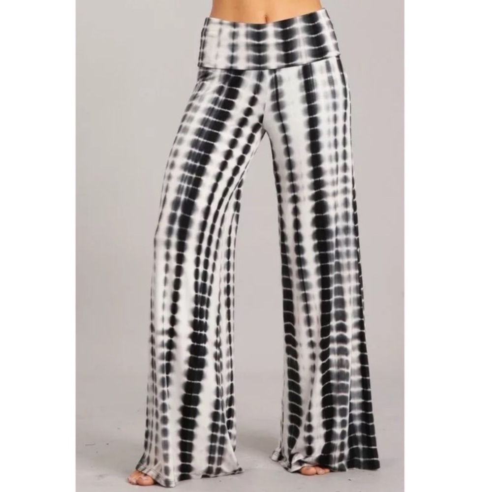 SOLD OUT Tie Dye Boho Wide Leg Palazzo High Waist Pants - Picture 2 of 6